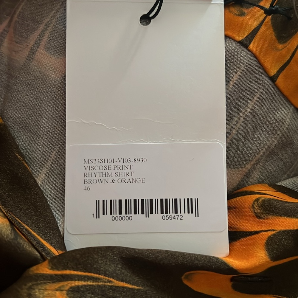 Wales Bonner Rhythm Short Sleeve Shirt in Brown Orange, NWT, Size 46 - Picture 6 of 8